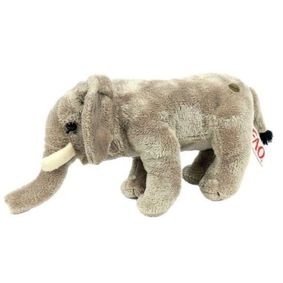 FAO Schwarz Elephant 10 inch Plush Tusks Gray Stuffed Animal Toys R Us Toy - Picture 1 of 8